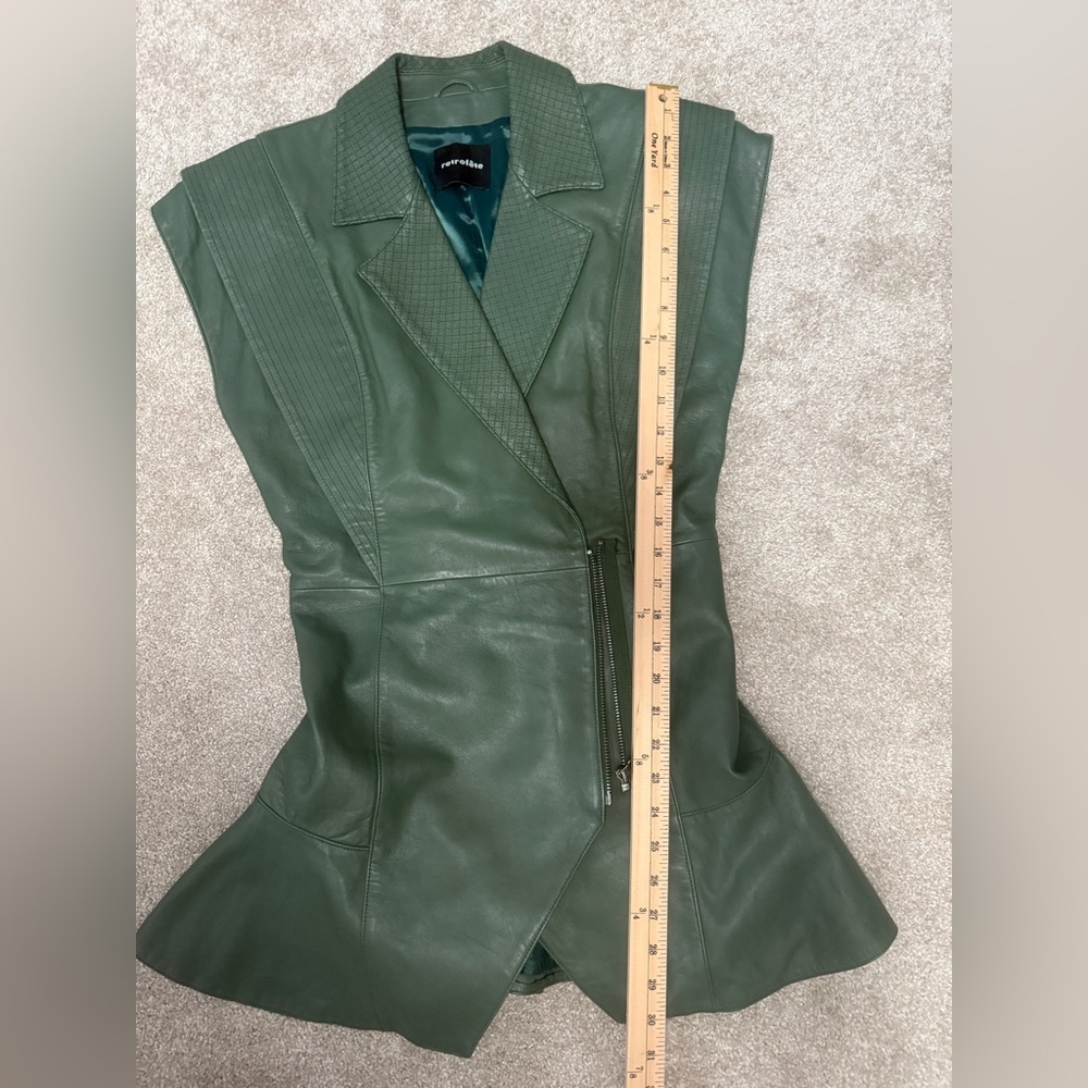 Retrofete - Jessica Leather Mini Dress - Army Green - size Small - Gorgeous Cond - Picture 10 of 16